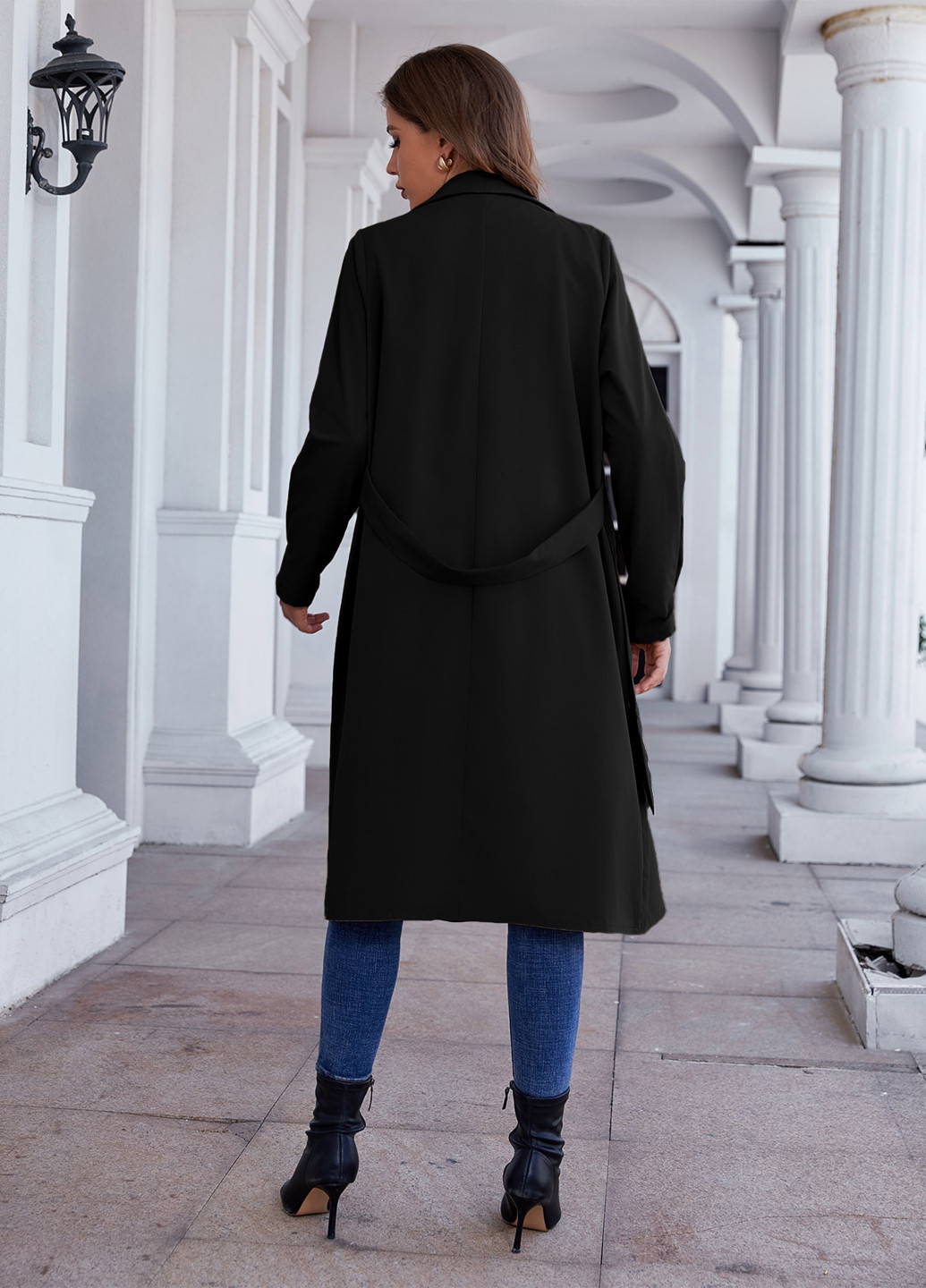 Пальто SHEIN тренчкот на завязках, на пуговицах демисезон (366639158)