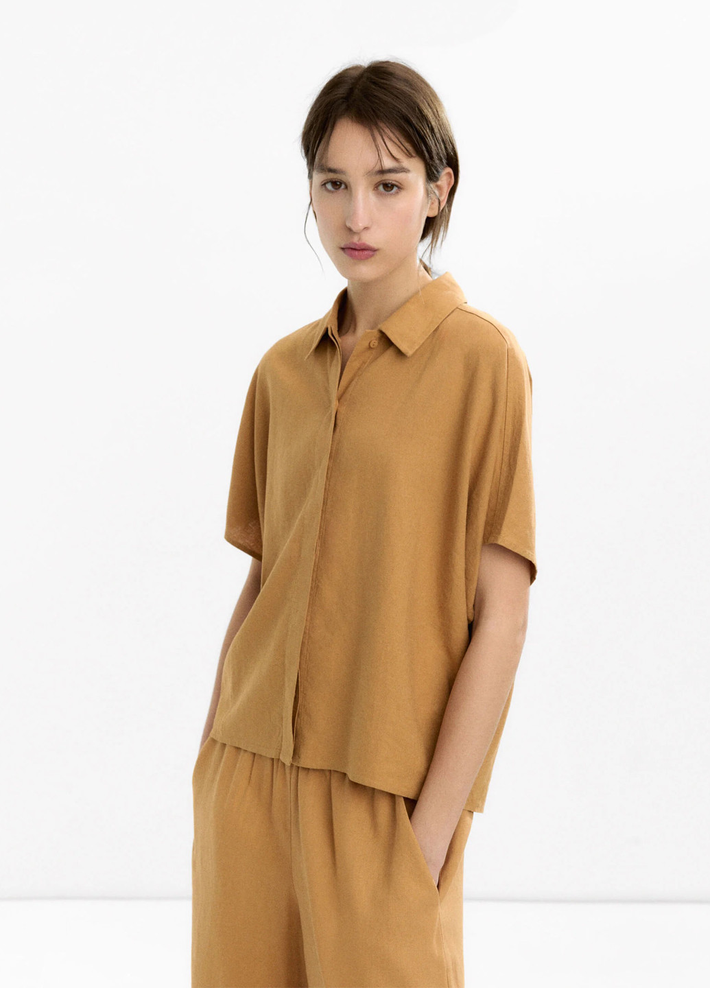 Бежевая кэжуал рубашка однотонная Parfois