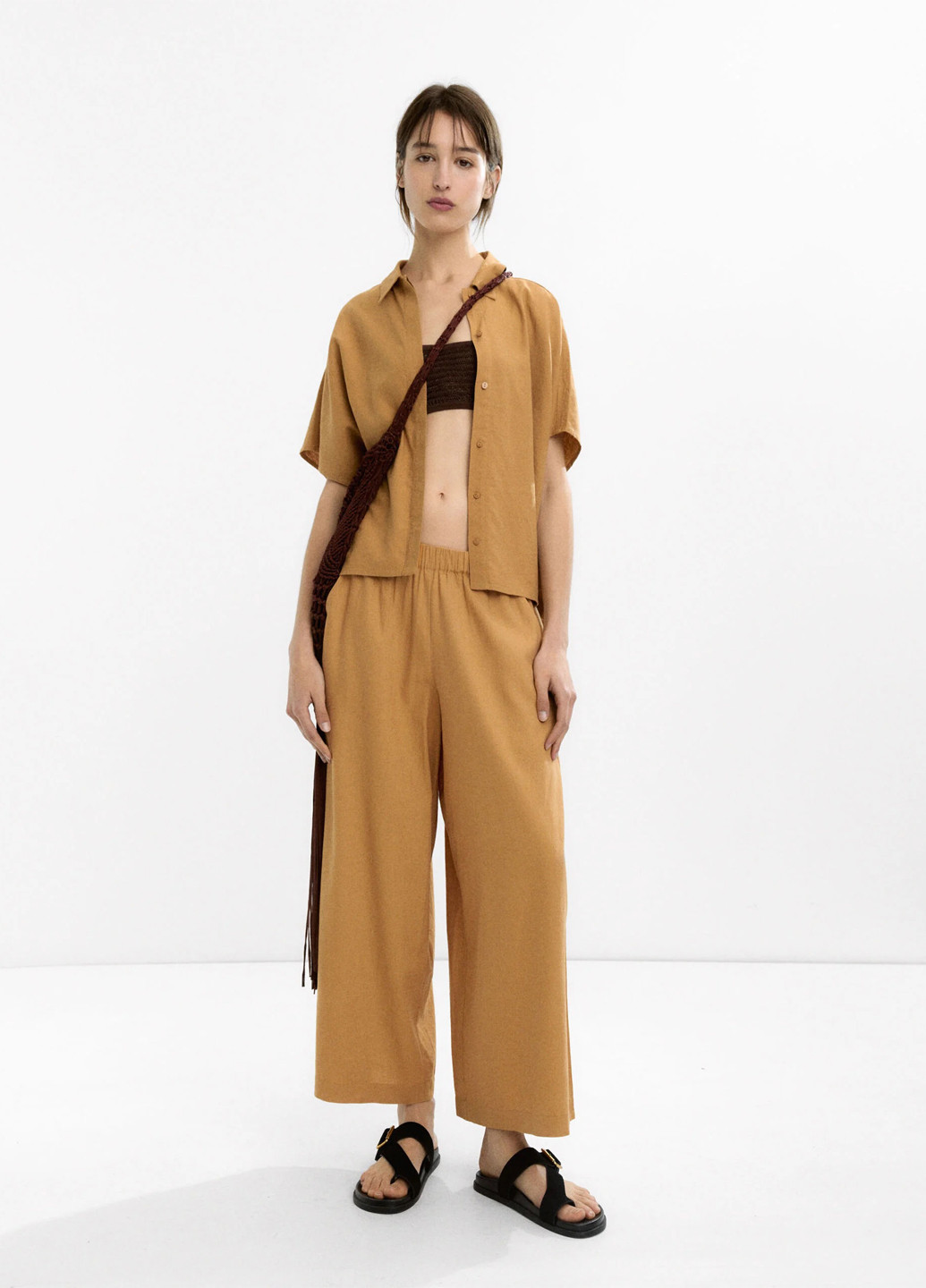 Бежевая кэжуал рубашка однотонная Parfois