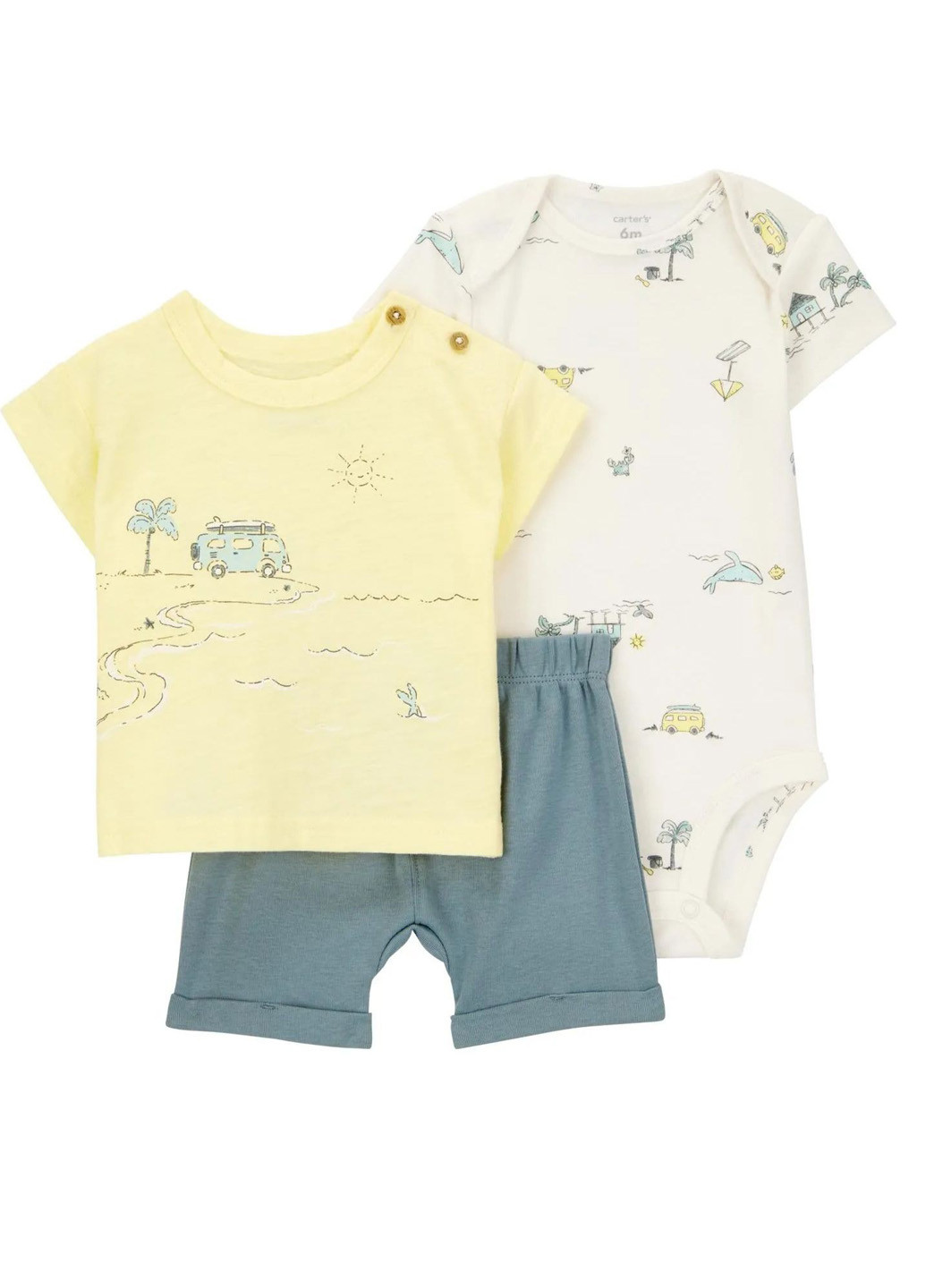 Комбінований демісезонний комплект (футболка, боді, шорти) Carter's