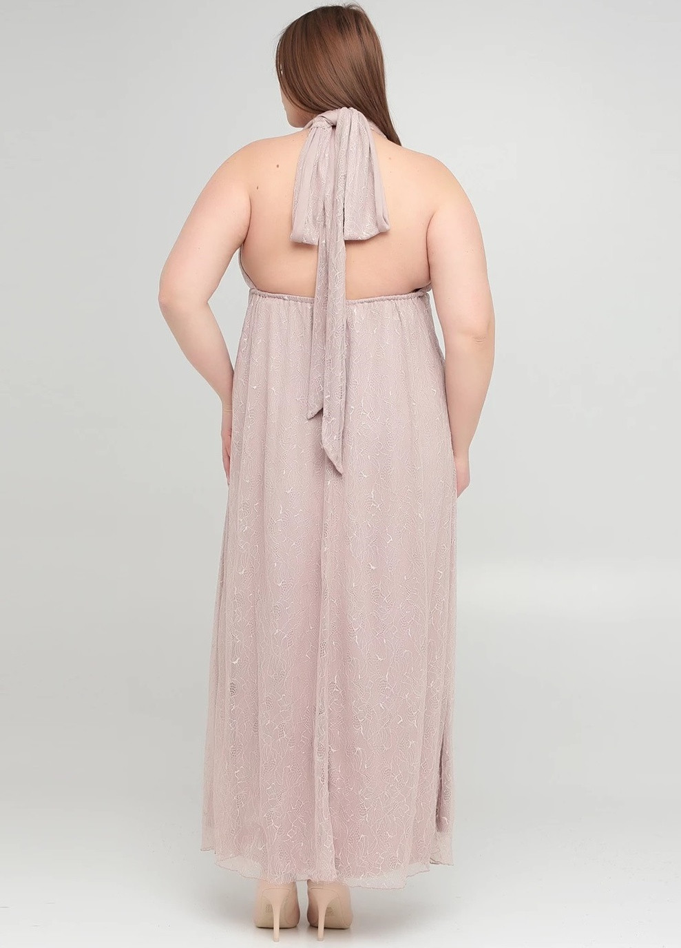 Розовое вечернее платье с открытой спиной однотонное Little Mistress