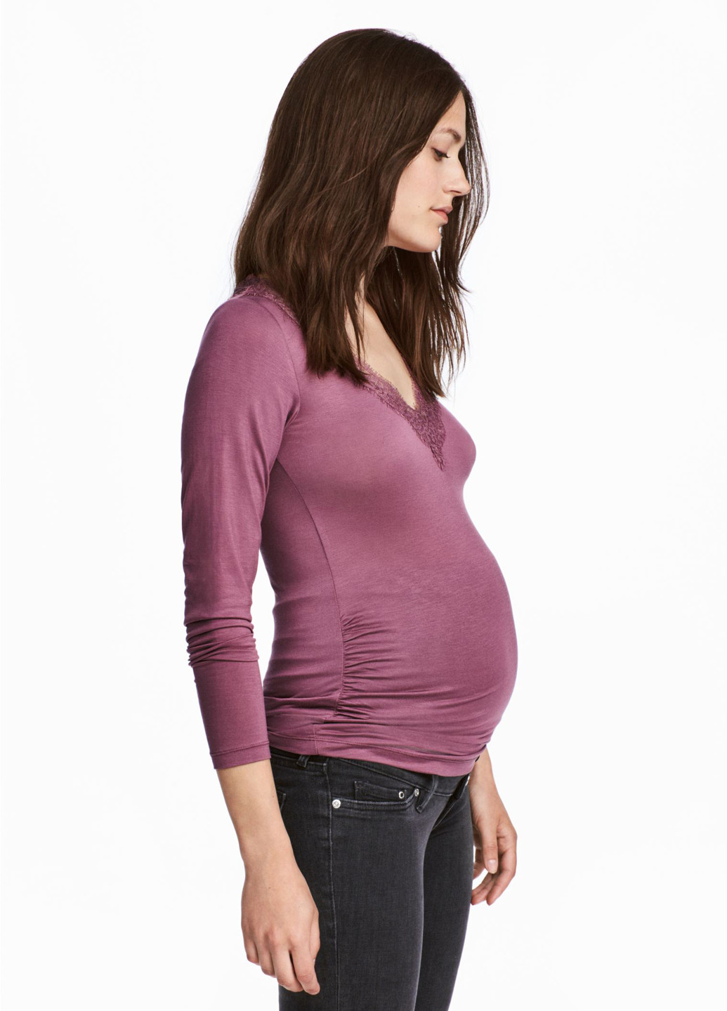 Лонгслів для вагітних H&M однотонні бузкові кежуали віскоза
