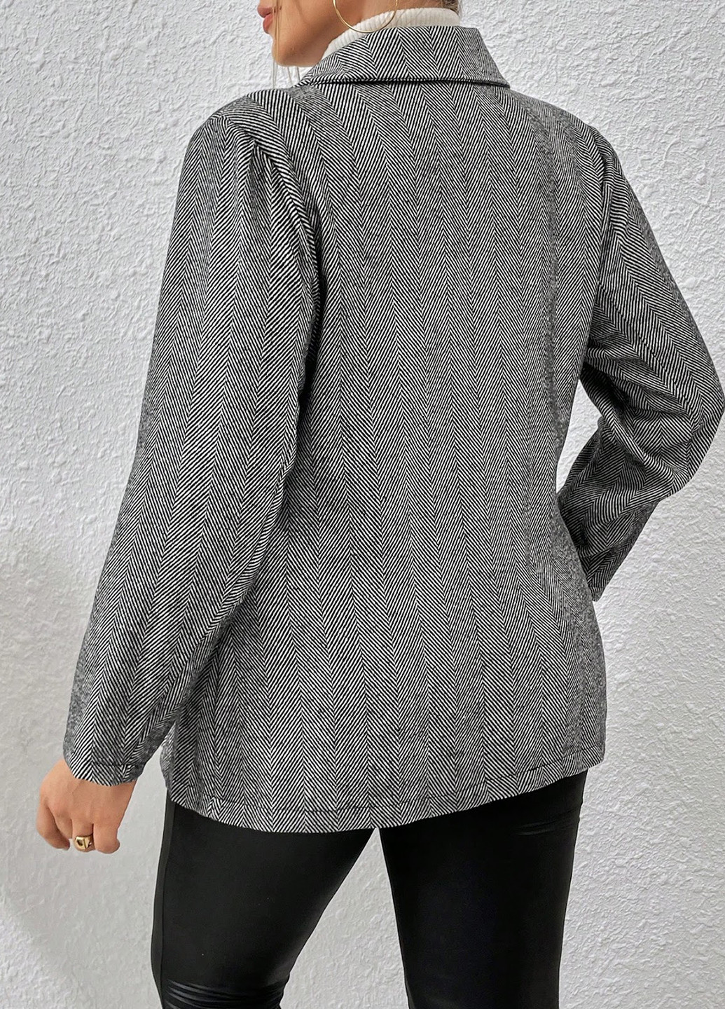 Черно-белый женский жакет SHEIN геометрический - демисезонный