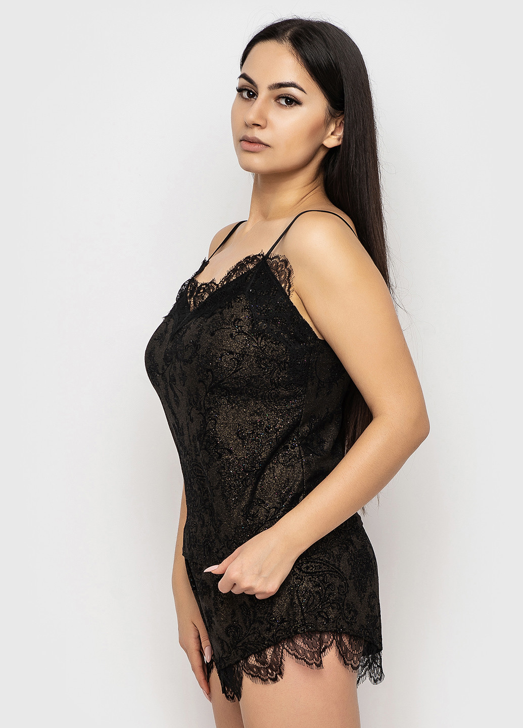 Черная всесезон пижама (топ, шорты) Ghazel