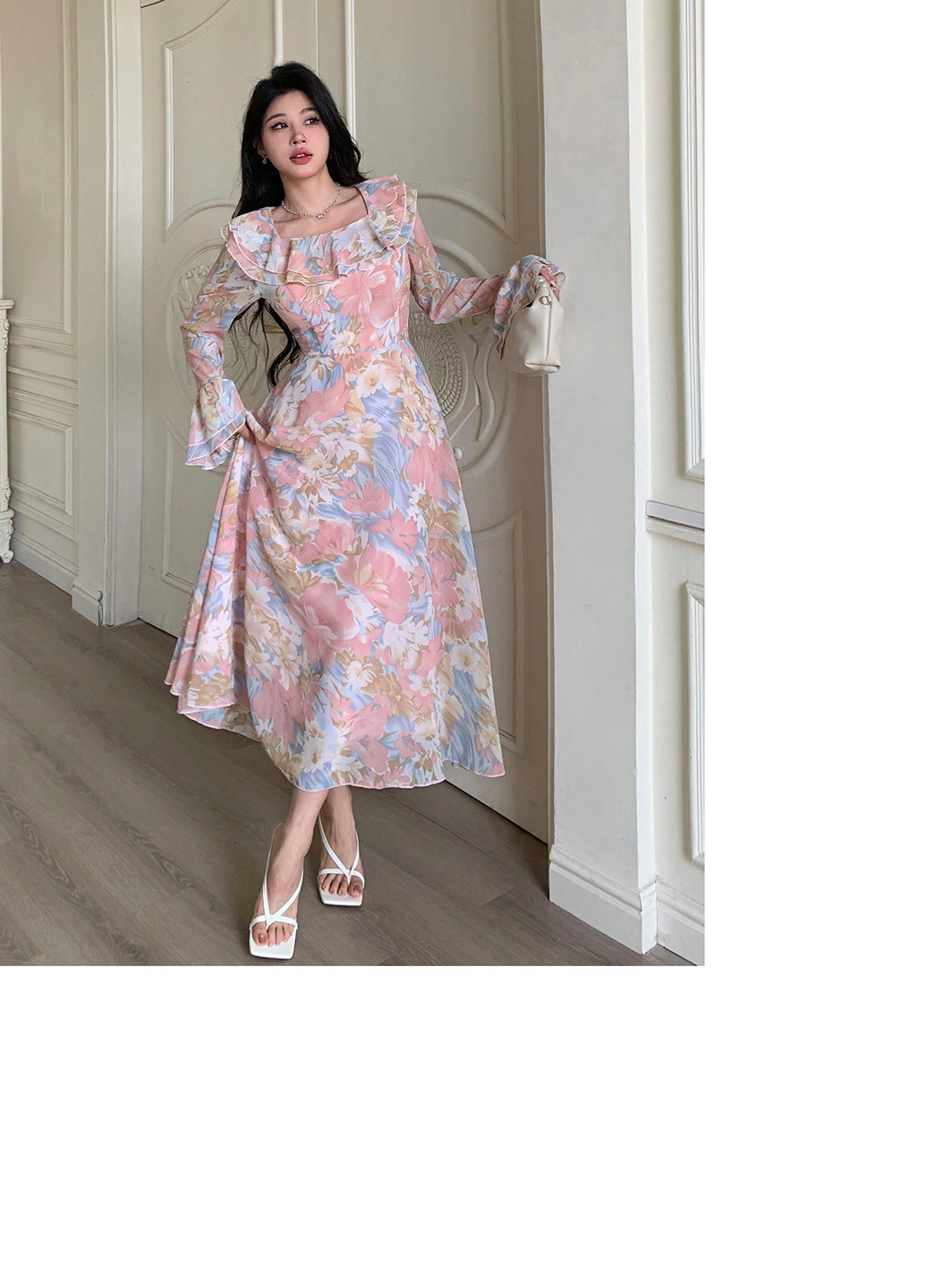 Блакитна кежуал сукня а-силует SHEIN з квітковим принтом