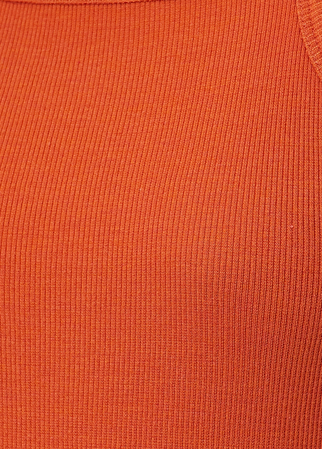 Майка KOTON однотонная оранжевая кэжуал полиэстер, трикотаж