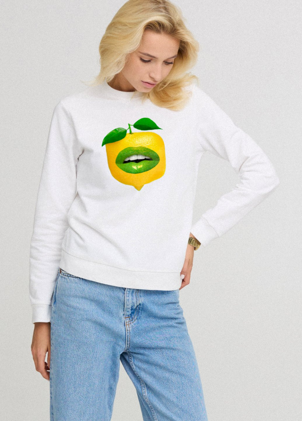 Білий світшот жіночій basic /no flis/ YAPPI (254658634)