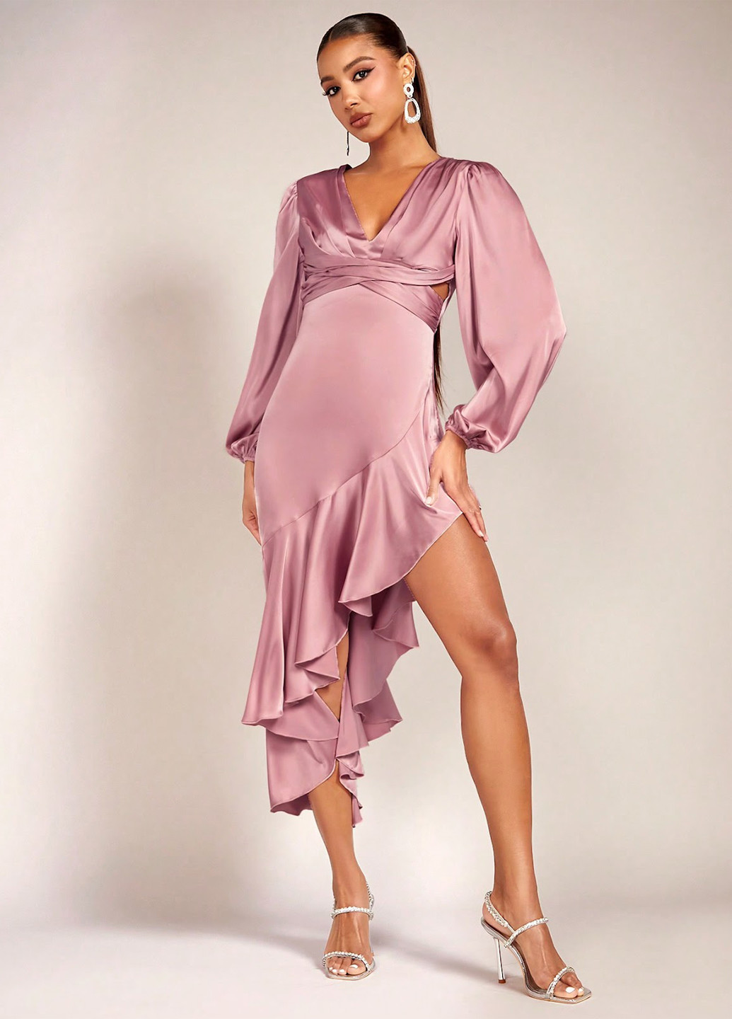 Рожева святковий, коктейльна сукня в стилі армпір SHEIN однотонна