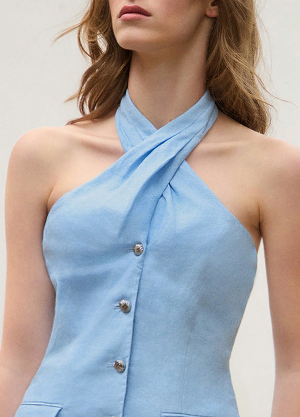 Блакитна кежуал сукня з відкритими плечима, з відкритою спиною SHEIN однотонна