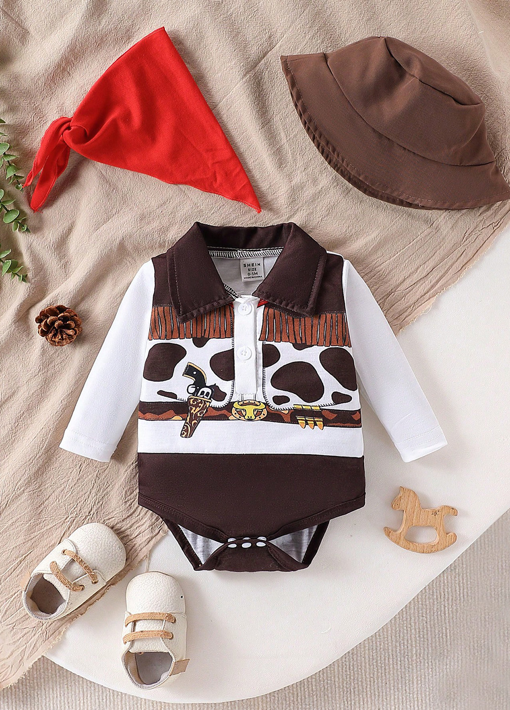 Комбінований демісезонний комплект (боді, бандана, капелюх) SHEIN