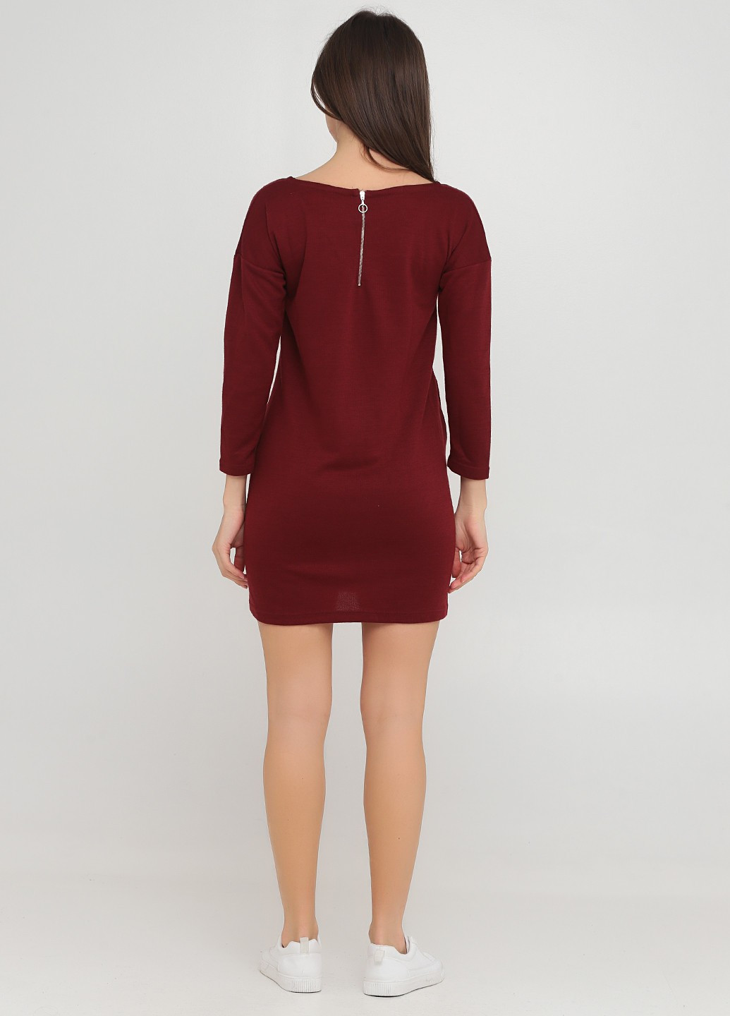 Темно-бордовое кэжуал платье платье-футболка Springfield с надписью