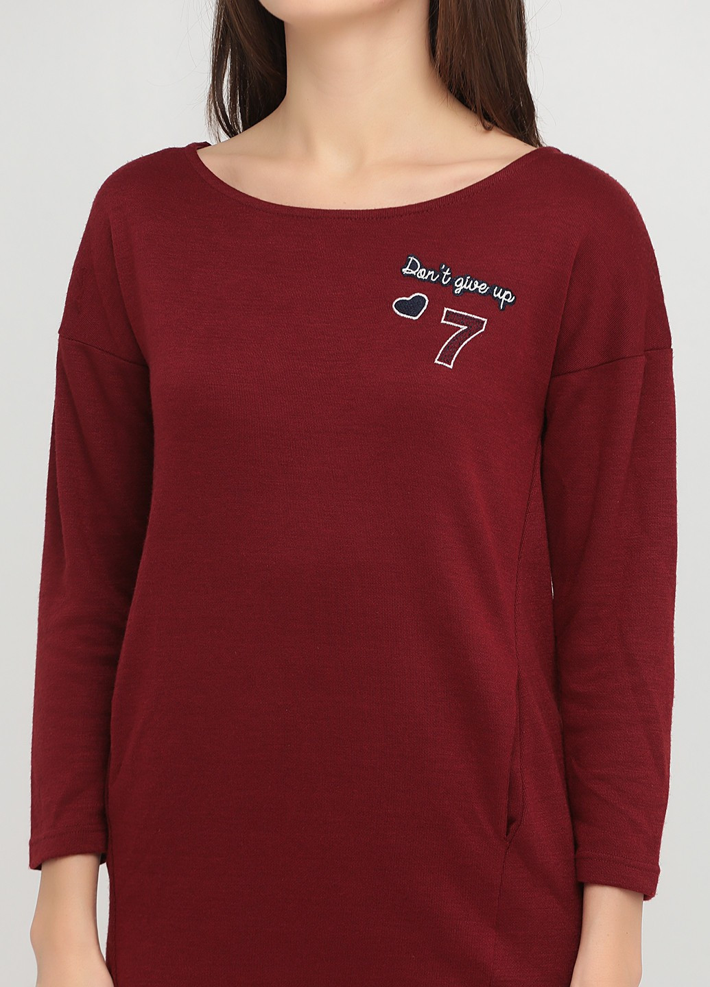 Темно-бордовое кэжуал платье платье-футболка Springfield с надписью