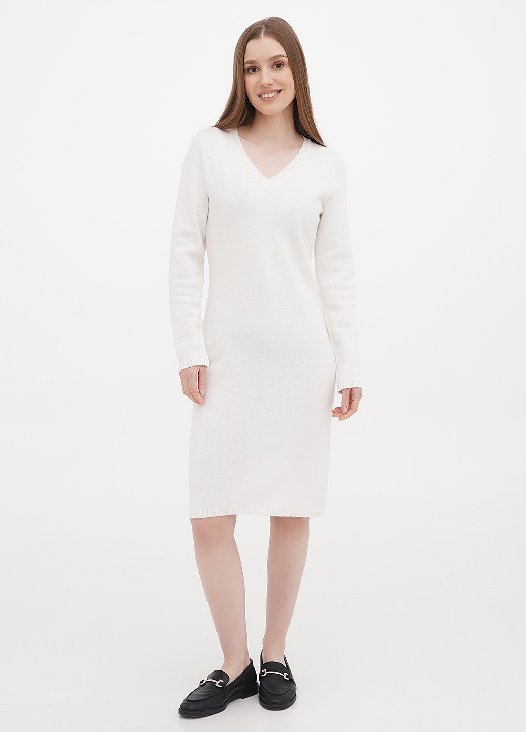 Белое кэжуал платье платье-свитер Only Women однотонное