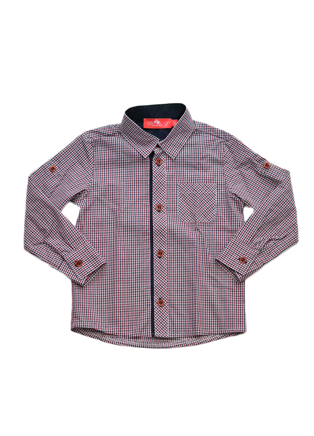 Светло-бордовая кэжуал рубашка в клетку Piccolo L с длинным рукавом