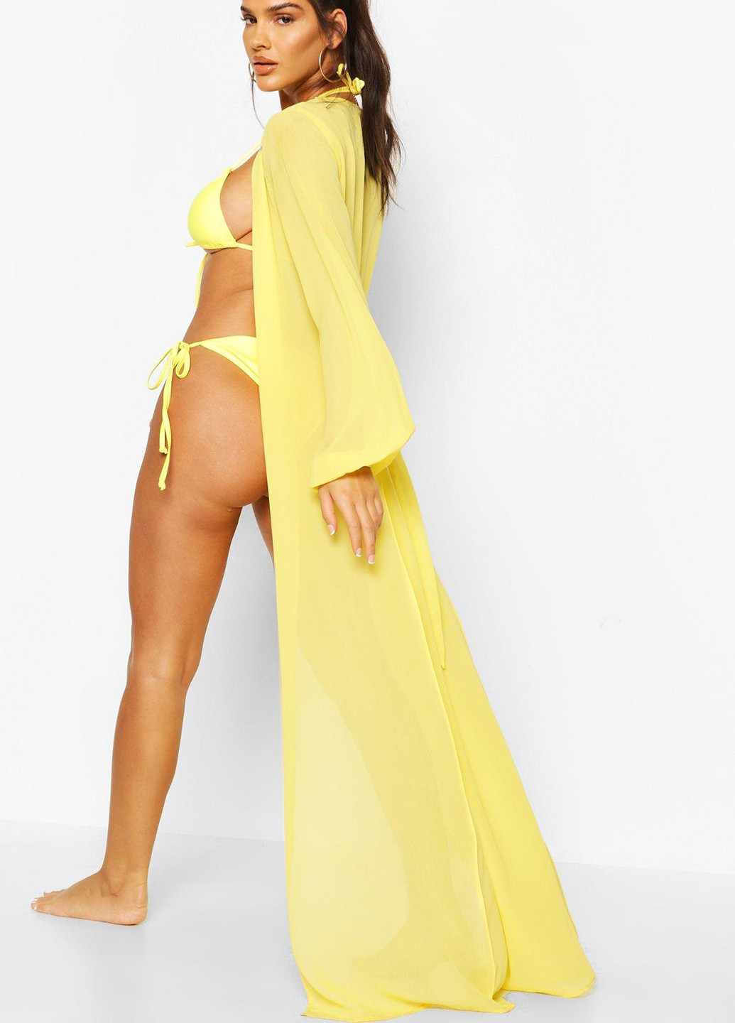 Желтое пляжное платье Boohoo однотонное