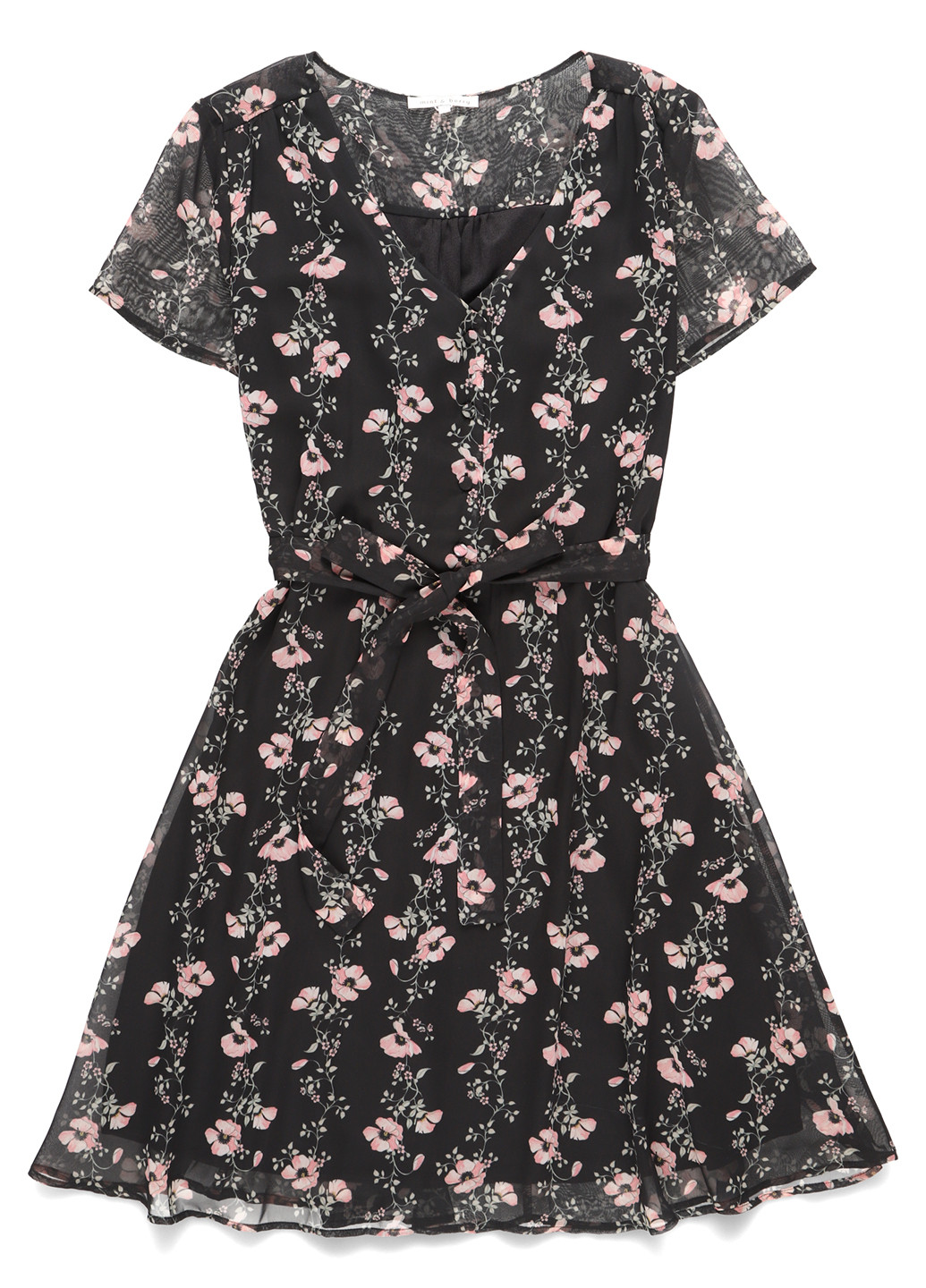 Чорна кежуал сукня кльош MINT&BERRY з квітковим принтом