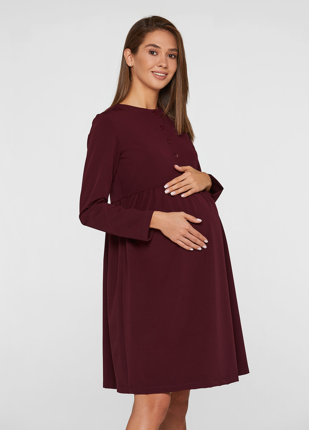 Бордовое кэжуал платье для беременных и кормящих мам Lullababe однотонное