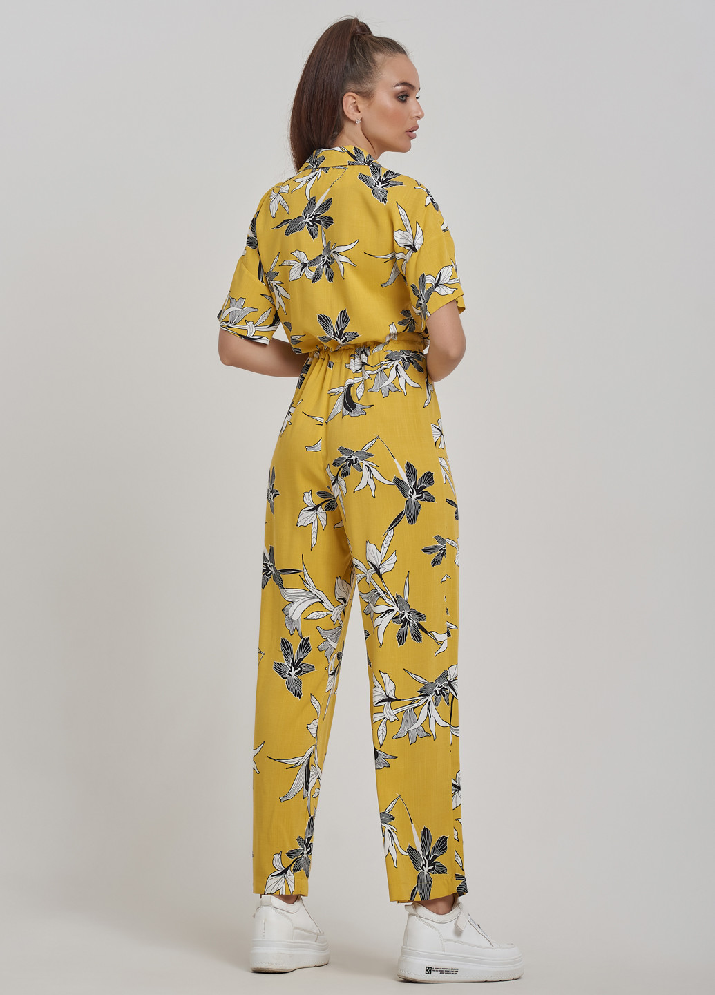 Комбинезон ST-Seventeen комбинезон-брюки цветочный жёлтый кэжуал лен