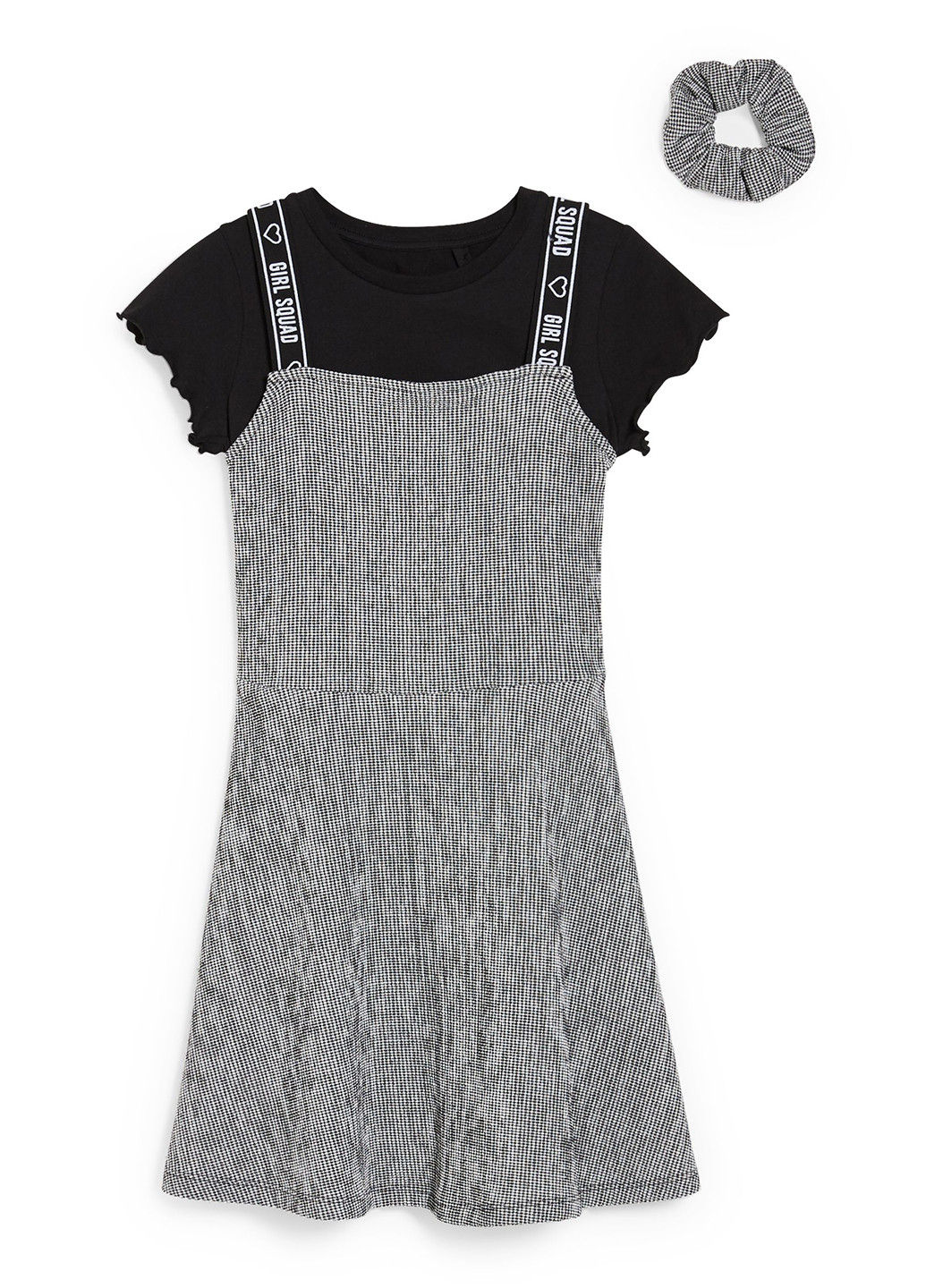 Черно-белый летний комплект (платье, резинка) C&A
