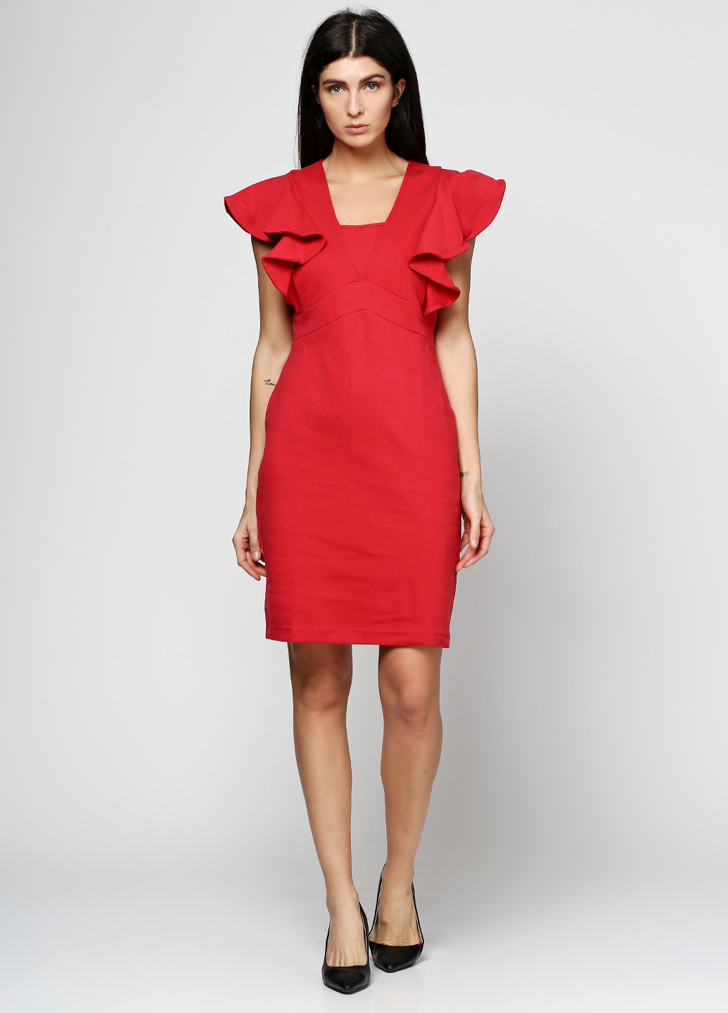 Красное коктейльное платье Zalando однотонное