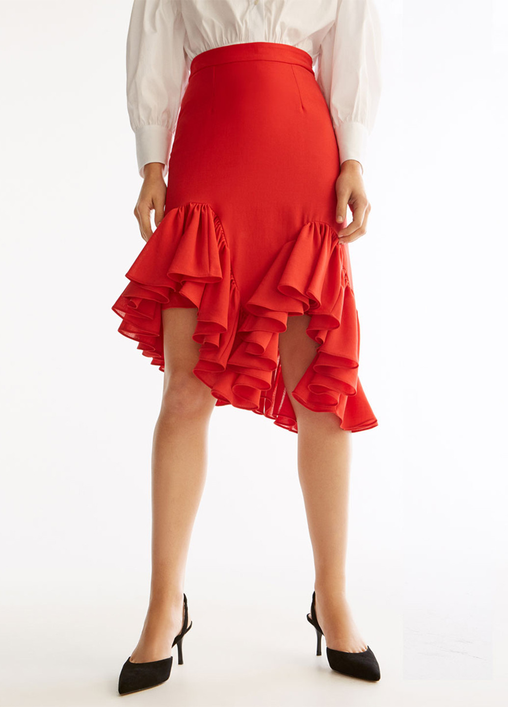 Красная кэжуал однотонная юбка Uterque