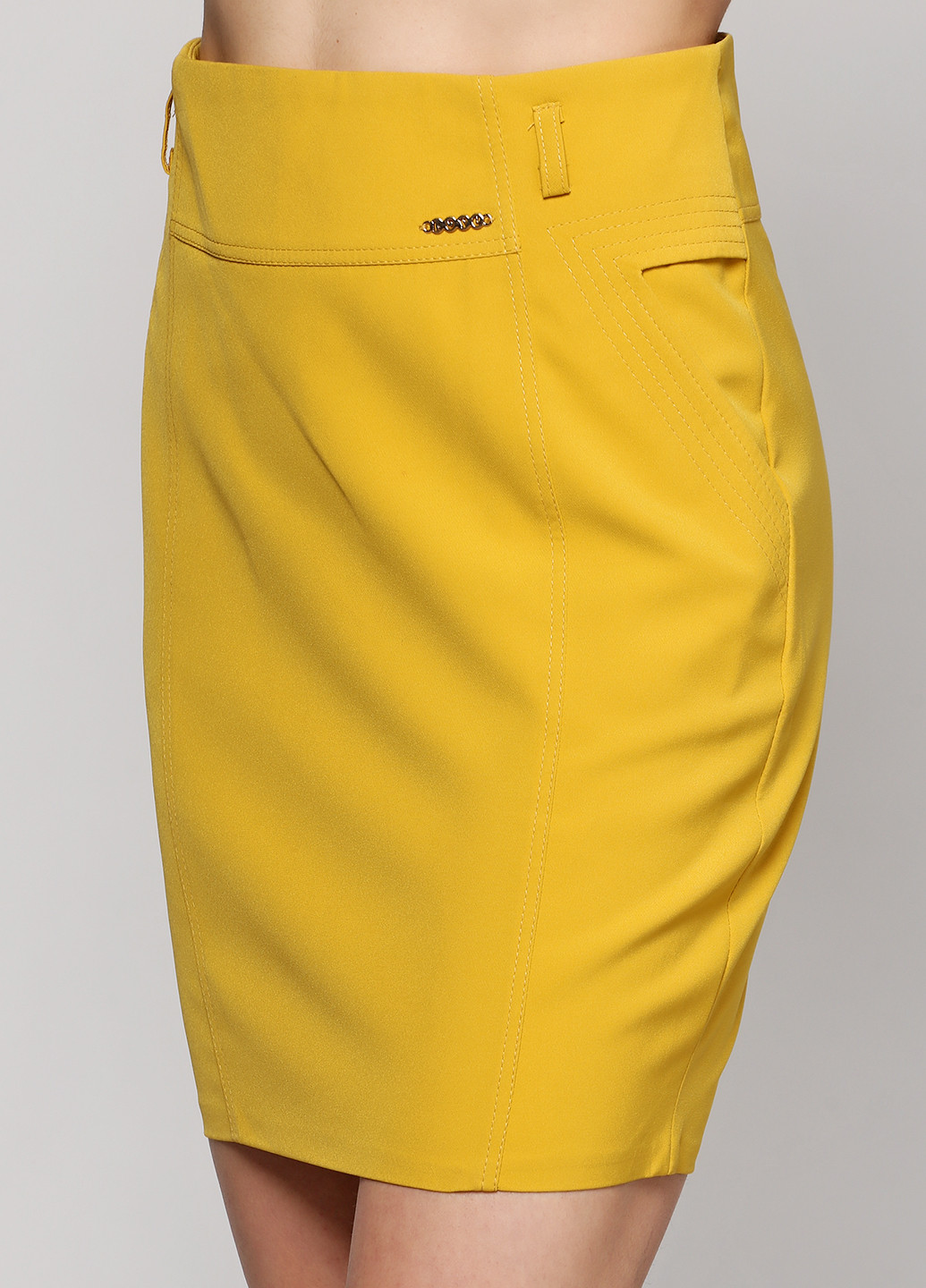 Горчичная кэжуал однотонная юбка Alvina с высокой талией