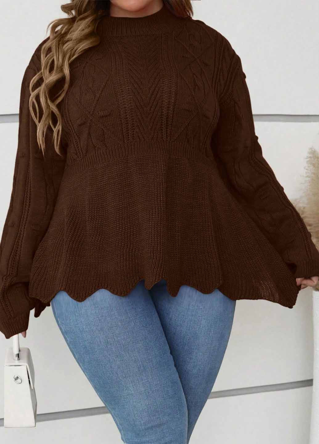 Коричневый демисезонный свитер SHEIN