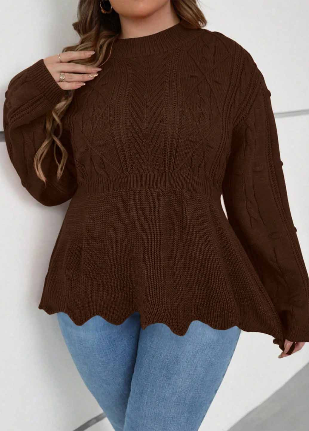 Коричневый демисезонный свитер SHEIN