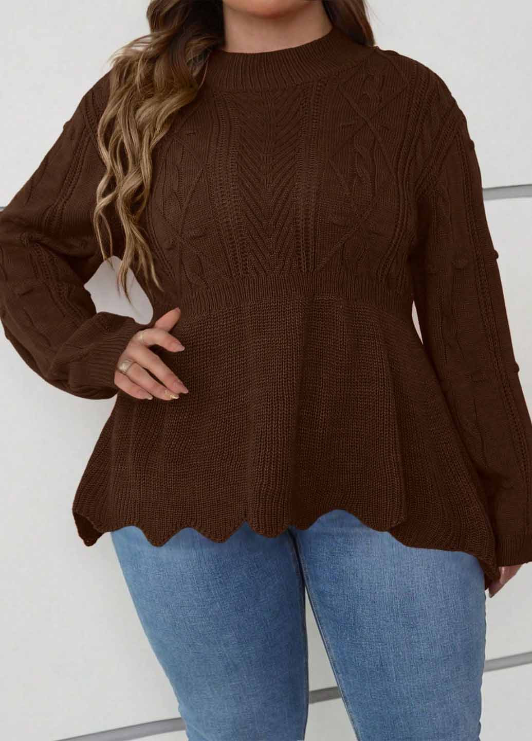 Коричневый демисезонный свитер SHEIN