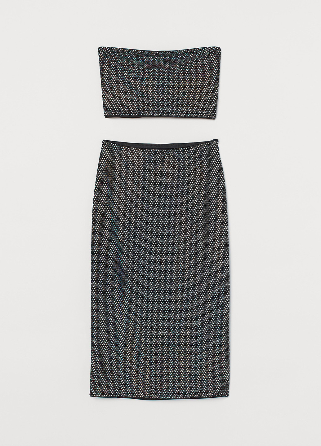 Костюм (топ, юбка) H&M юбочный абстрактный чёрно-белого кэжуал полиамид