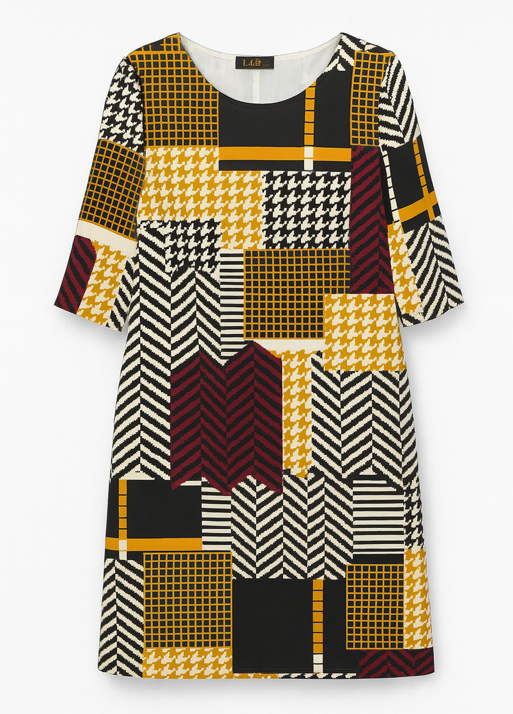 Комбинированное кэжуал платье а-силуэт Babylon с геометрическим узором