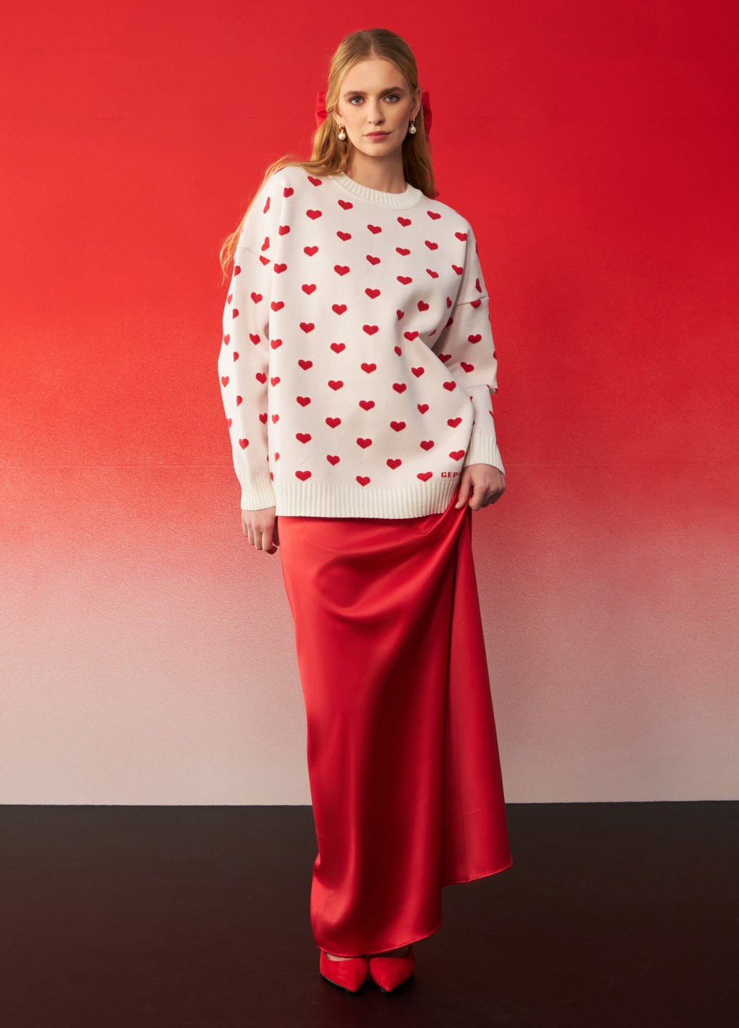 Красная кэжуал однотонная юбка Gepur