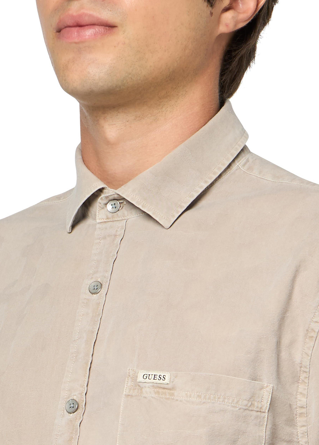 Бежевая кэжуал рубашка с логотипом Guess