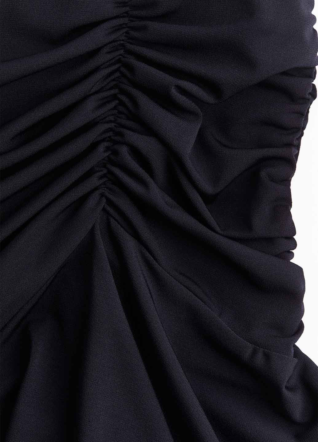 Черная кэжуал однотонная юбка H&M а-силуэта (трапеция)