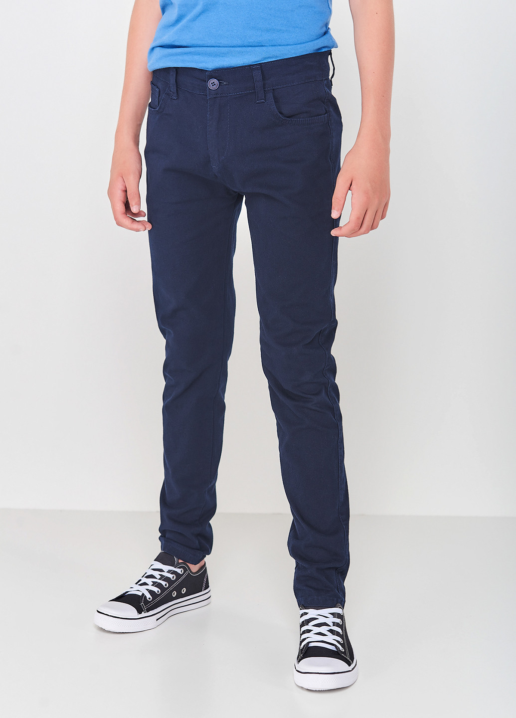 Темно-синие кэжуал демисезонные брюки прямые Redpolo