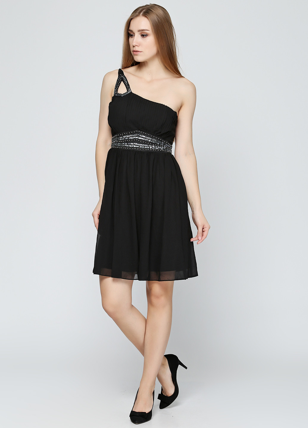 Черное коктейльное платье Cache Cache однотонное