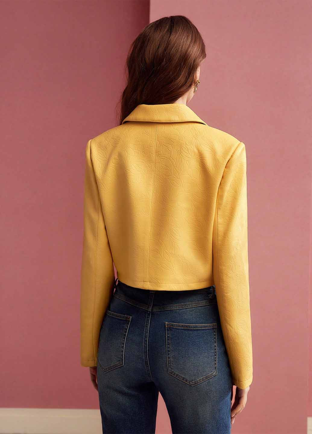 Желтая демисезонная куртка куртка-пиджак SHEIN