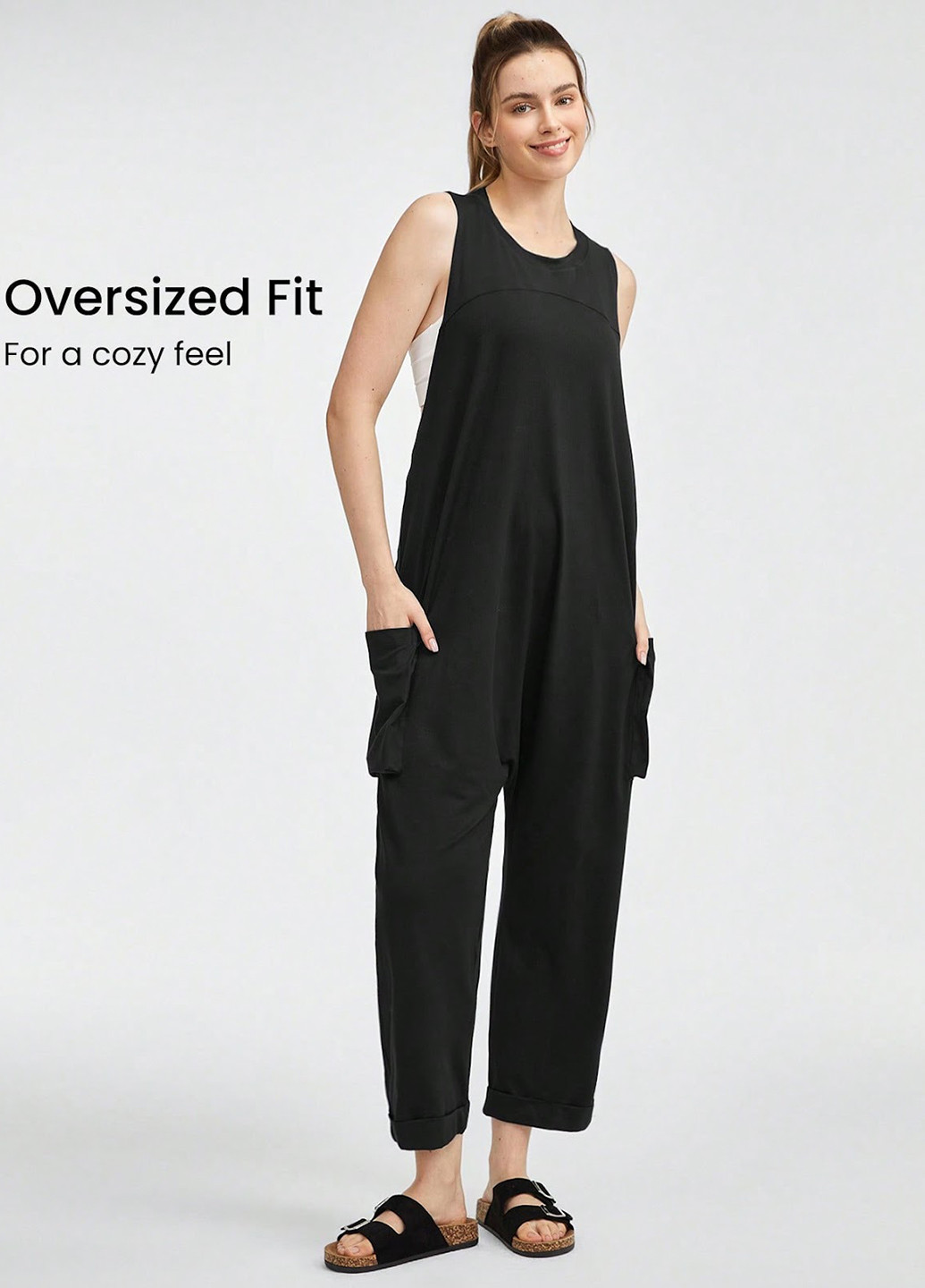 Комбінезон SHEIN комбінезон-брюки логотип чорний спортивний поліестер, трикотаж