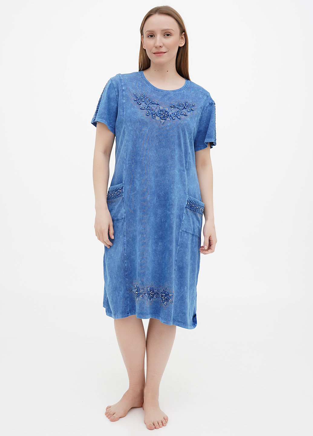 Светло-синее домашнее платье ROMEO LIFE варенка
