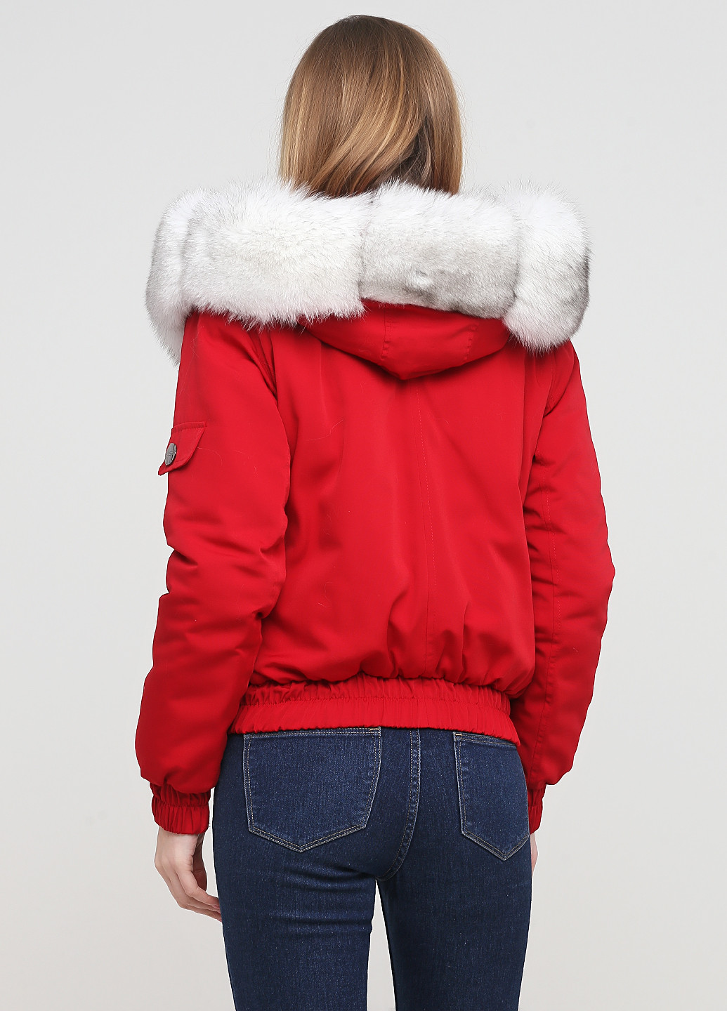 Червона зимня куртка (хутро песця) Шикарные меха