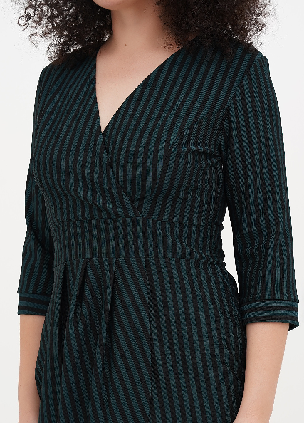 Темно-зелена кежуал сукня на запах Babylon в смужку