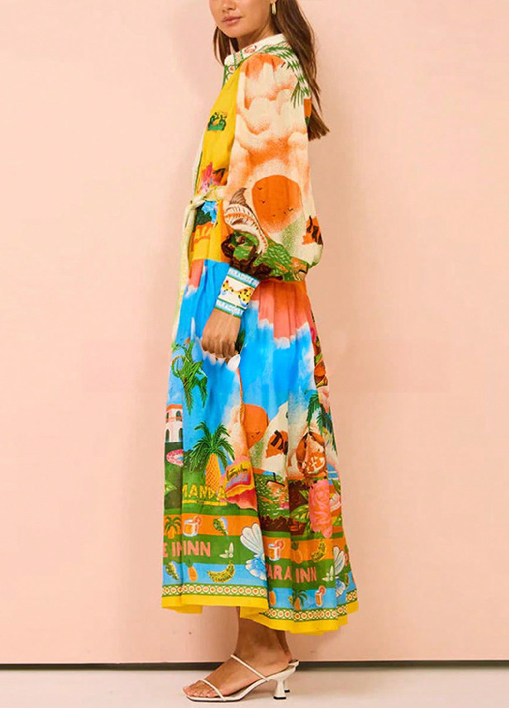 Комбінована кежуал сукня сукня-сорочка SHEIN з малюнком