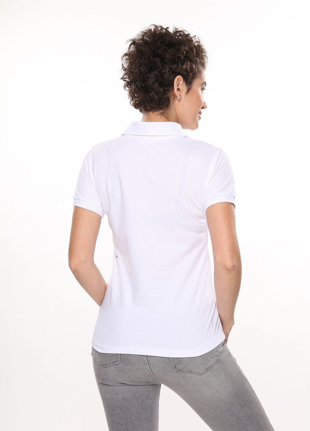 Белая женская футболка-поло pol-04 l белый (2000904132546) PEPPER MINT однотонная