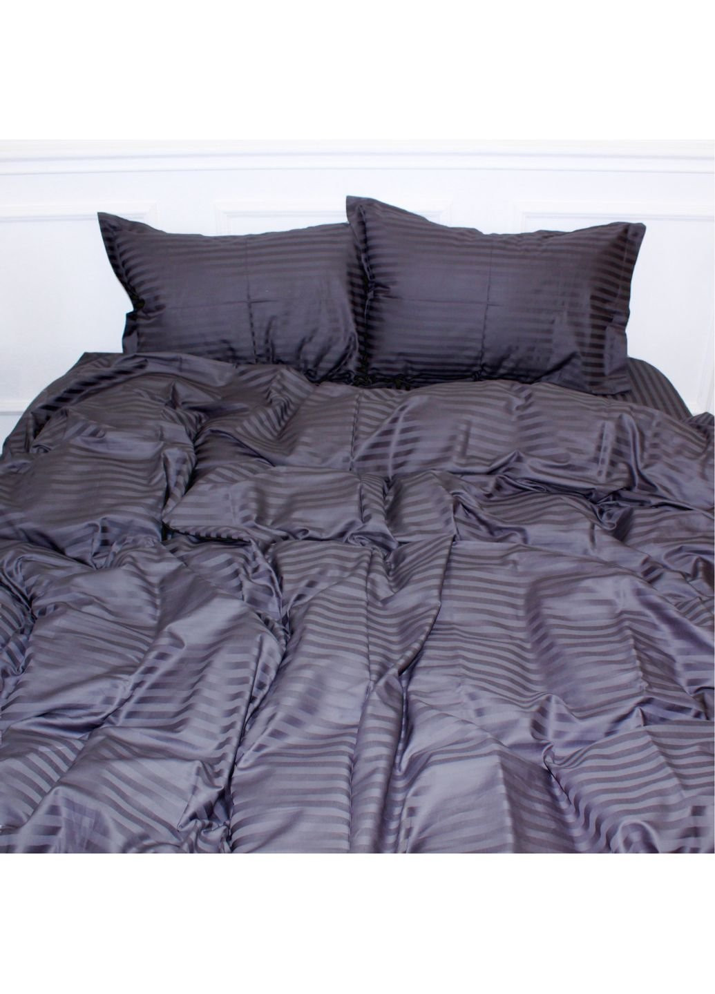 Постільна білизна Satin Stripe 30-0012 Dark Gray 2х143х210 (2200005252000) Mirson (254081496)