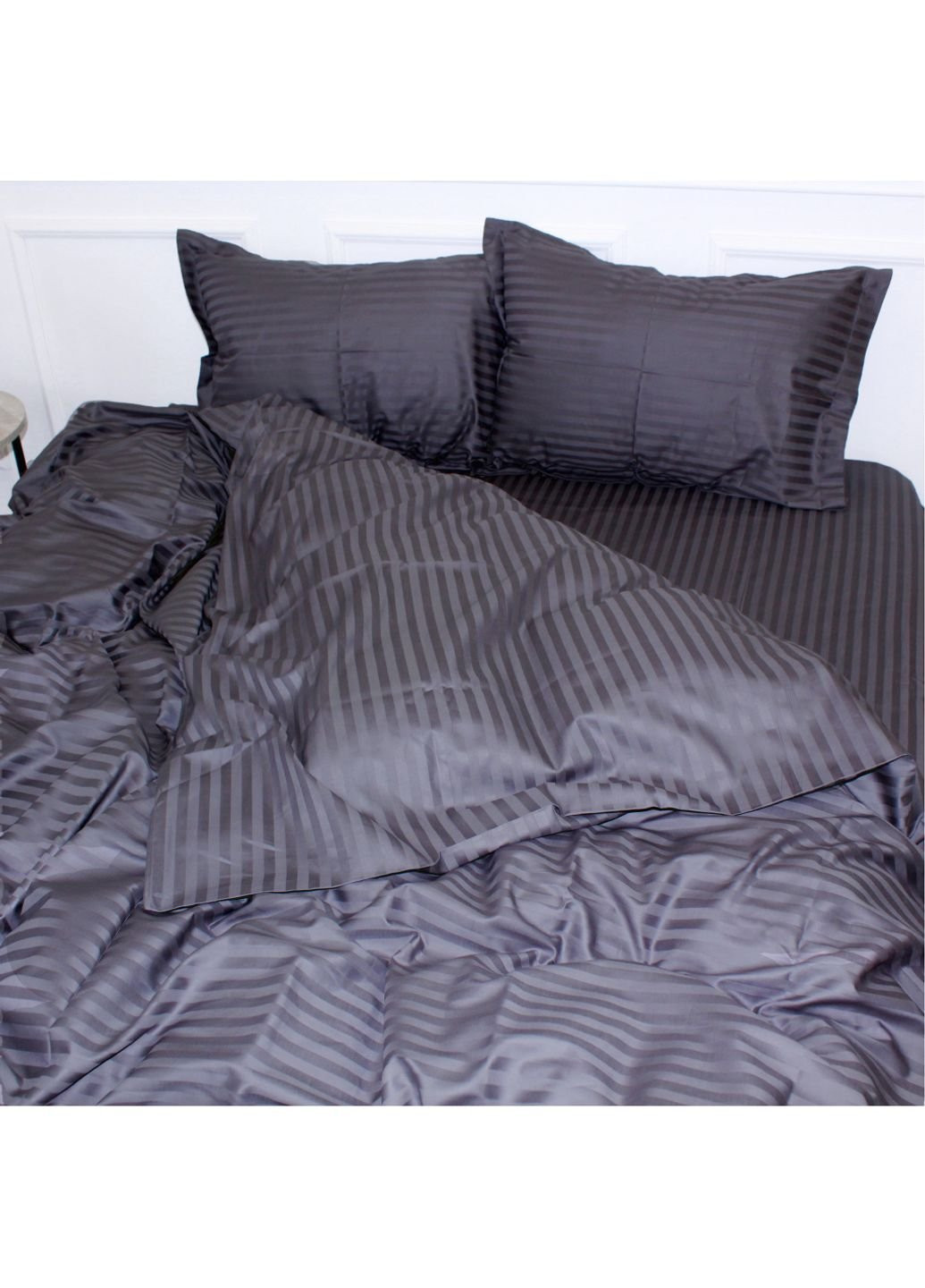 Постільна білизна Satin Stripe 30-0012 Dark Gray 2х143х210 (2200005252000) Mirson (254081496)