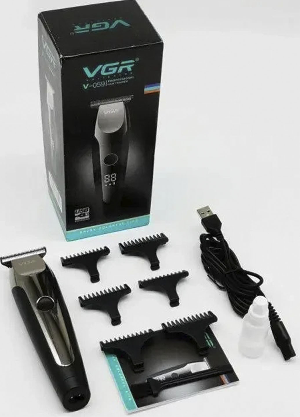 Акумуляторна машинка для стрижки V-059 5 Вт знімні насадки 4 шт VGR (253103274)