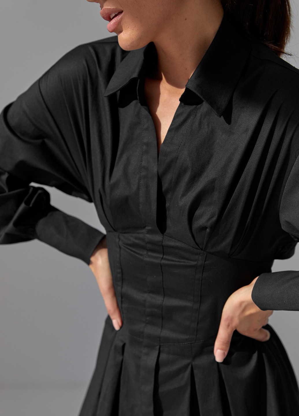 Чорна кежуал сукня SL-ARTMON однотонна