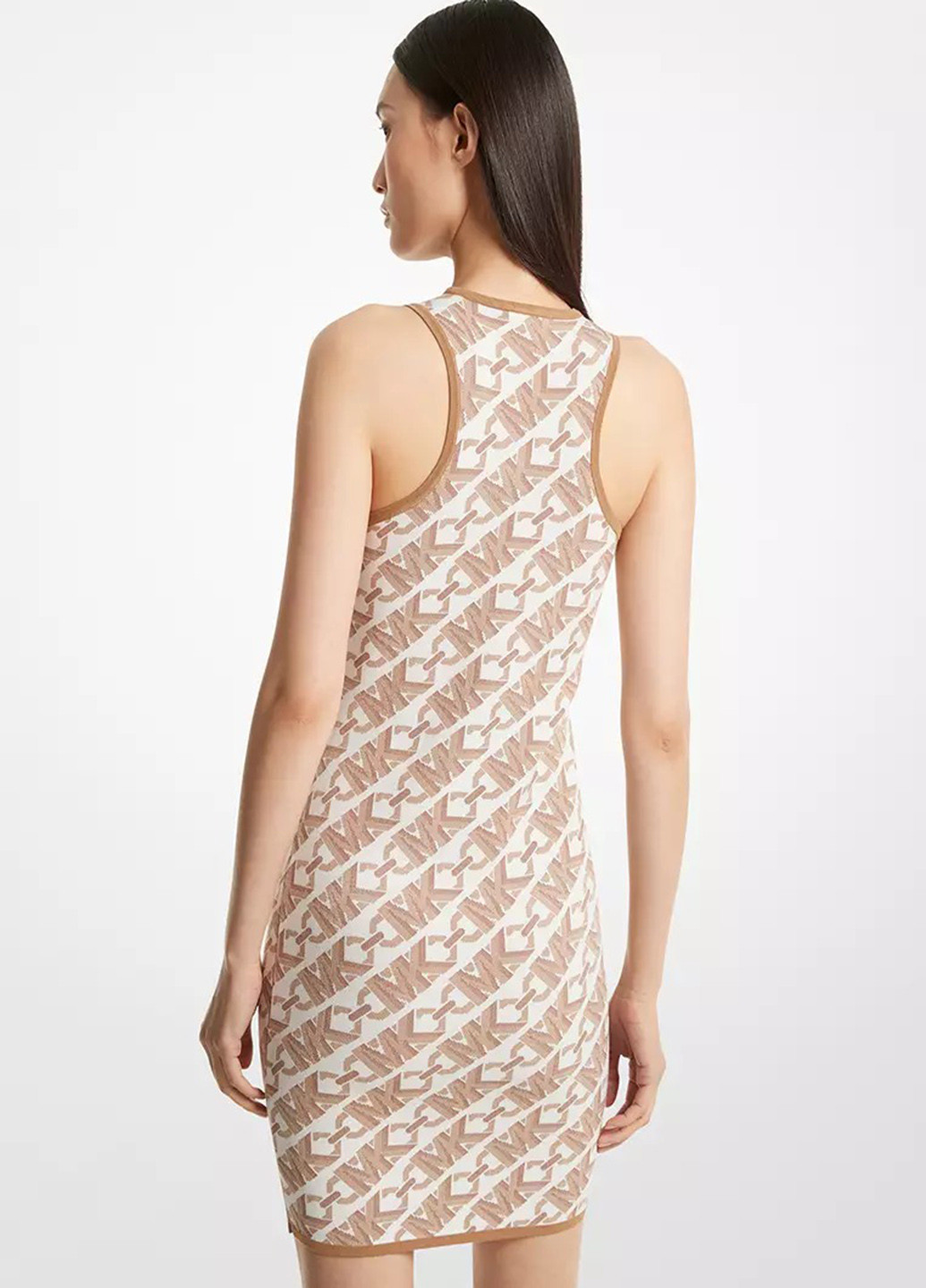 Молочное кэжуал платье с открытыми плечами Michael Kors с логотипом