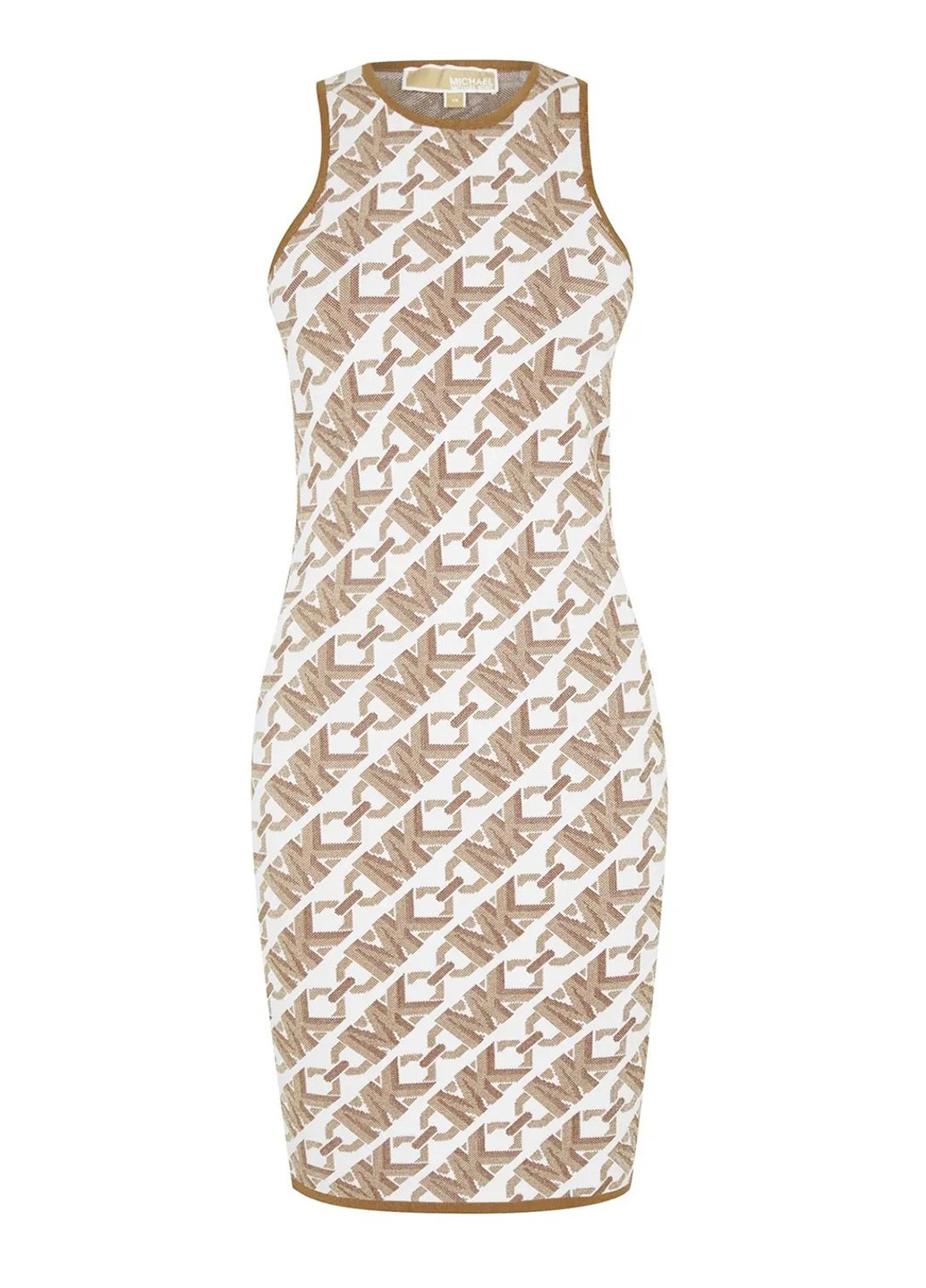 Молочное кэжуал платье с открытыми плечами Michael Kors с логотипом