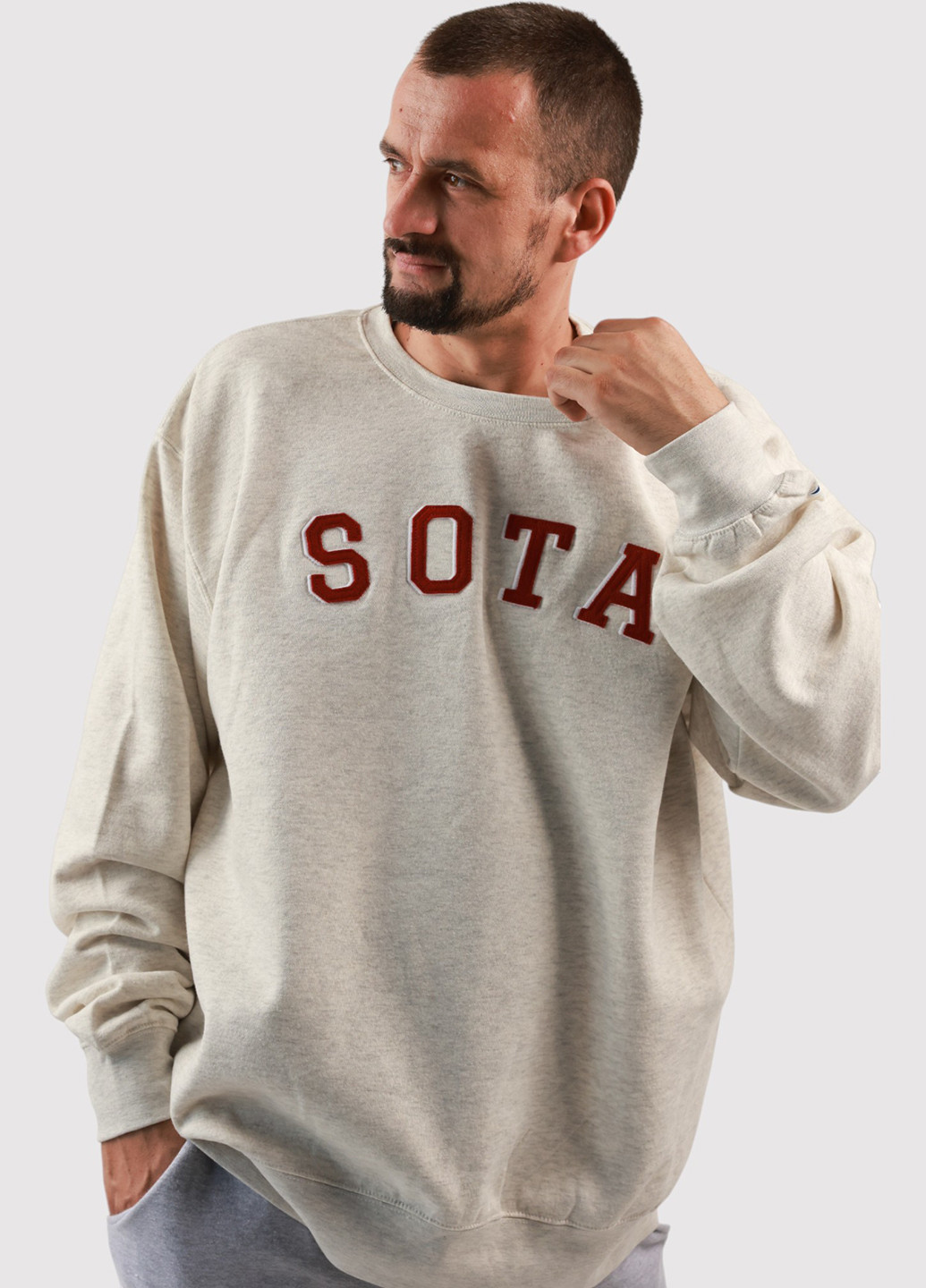 Сіро-бежевий світшот Blue 84 меланж нашивки (361422147)